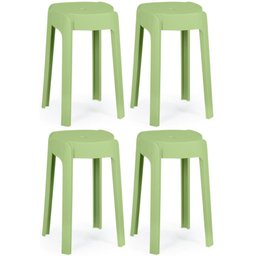 Kit 4 Banquetas Baixa Empilhável Nordica - Verde - 1