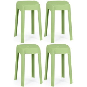 Kit 4 Banquetas Baixa Empilhável Nordica - Verde