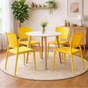 Ver imagem 2 de Kit 4 Cadeiras Plástico Resistente Amarelo 52x44x84cm Summa Safira Tramontina Jardim Varanda