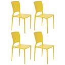 Ver imagem 1 de Kit 4 Cadeiras Plástico Resistente Amarelo 52x44x84cm Summa Safira Tramontina Jardim Varanda