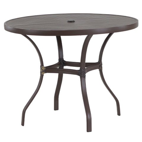 Mesa com Tampo Ripado 120 Cm em Alumínio - Trama Original Marrom