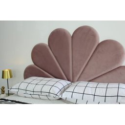 Cabeceira Casal Petalas Luxo Estofada - Veludo Rose - 1,40x60cm - 2