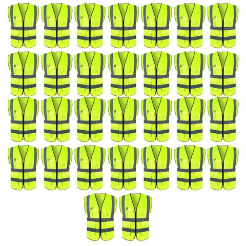 Colete Sinalizador Faixa Refletivo Kit 30 Uni Epi Segurança Trabalho Blusao Fluorescente Obra Fiscal