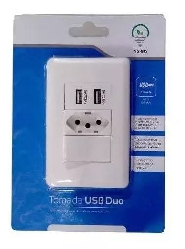 Tomada Parede + Interruptor 2 Entradas Usb Led Duo Universal - 5