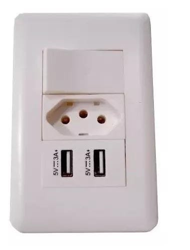 Tomada Parede + Interruptor 2 Entradas Usb Led Duo Universal - 1