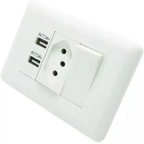 Tomada Parede + Interruptor 2 Entradas Usb Led Duo Universal - 4
