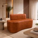 Ver imagem 2 de Sofá Decorativo Orgânigo Curvo Sala de Estar Recepção Estudio Estilo Feijao - Paraná Metal:Caramelo