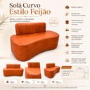 Ver imagem 4 de Sofá Decorativo Orgânigo Curvo Sala de Estar Recepção Estudio Estilo Feijao - Paraná Metal:Caramelo