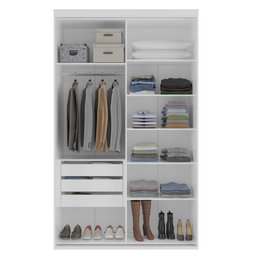 Guarda Roupa Solteiro 2 Portas de Correr MDF 138 cm Lotus Belmax:Branco - 3