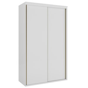 Guarda Roupa Solteiro 2 Portas de Correr MDF 138 cm Lotus Belmax:Branco