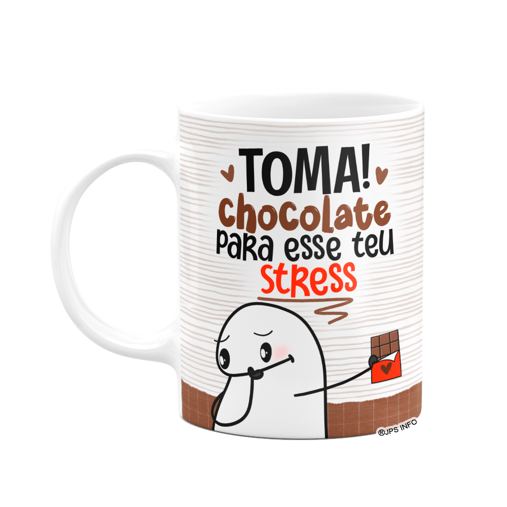 Caneca Divertida Flork - Chocolate para Stress - Branca