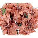 Ver imagem 3 de Buquê Natal Bico de Papagaio Lamê Rosê Gold 5 Flores 38cm - Yangzi