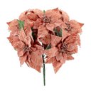 Ver imagem 1 de Buquê Natal Bico de Papagaio Lamê Rosê Gold 5 Flores 38cm - Yangzi