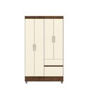 Ver imagem 7 de Guarda Roupa Solteiro Abruzzo 4 Portas de Bater 2 Gavetas com Cabideiro Nogueira/offwhite G98 - Gran