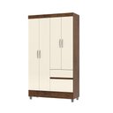 Ver imagem 2 de Guarda Roupa Solteiro Abruzzo 4 Portas de Bater 2 Gavetas com Cabideiro Nogueira/offwhite G98 - Gran