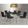 Conjunto Sala de Jantar Mesa Tampo de Vidro Olívia 6 Cadeiras Aço Yescasa - 1
