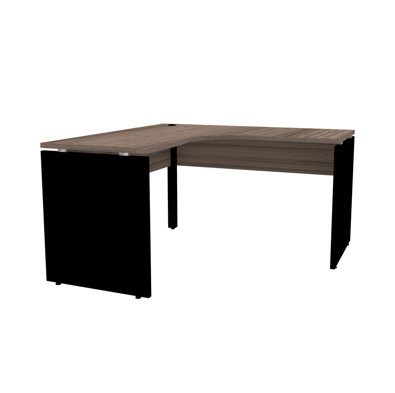 Mesa em L para Escritório 155x155 Pandin P25 - Walnut/Preto - 4