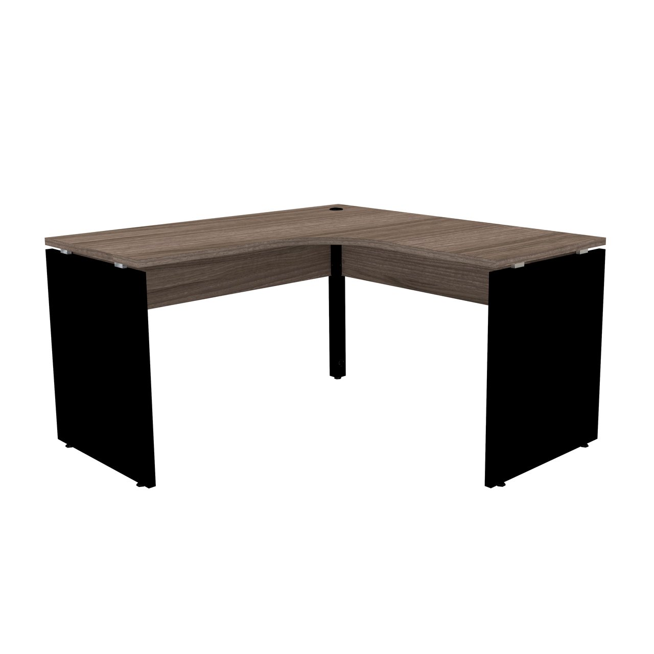 Mesa em L para Escritório 155x155 Pandin P25 - Walnut/Preto