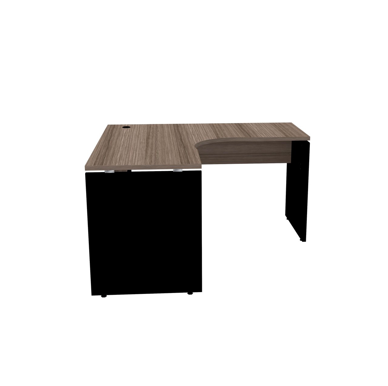 Mesa em L para Escritório 155x155 Pandin P25 - Walnut/Preto - 2