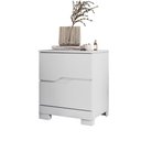 Ver imagem 3 de Mesa de Cabeceira Mini Cômoda Ares 2 Gavetas Puxadores Usinados com Pés Moval Branco Moval