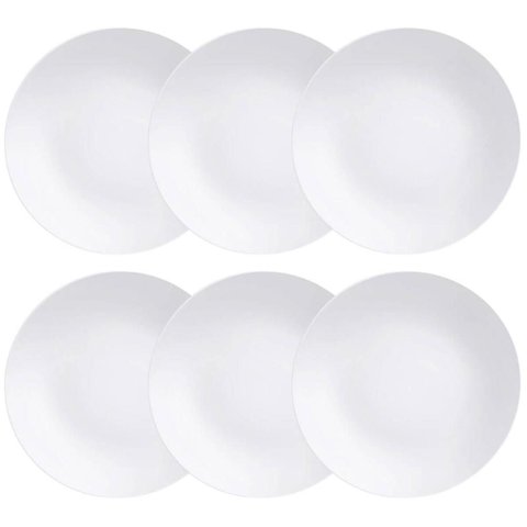 Kit 6 Pratos Rasos Porcelana Leonora Tramontina 25cm Branco