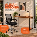 Ver imagem 4 de Conjunto de Escritório com Mesa 110cm e Cadeira Begônia Secretária Mesh Base Giratória Preta