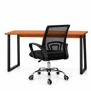 Ver imagem 1 de Conjunto de Escritório com Mesa 110cm e Cadeira Begônia Secretária Mesh Base Giratória Preta