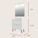 Ver imagem 5 de Gabinete para Banheiro com Tampo Cuba e Espelheira 80cm Retro Mdf Branco Milano - On Móveis