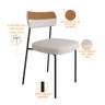Cadeira Decorativa Estofada para Sala de Jantar Melina F01 Linho Bege - Lyam Decor - 3