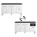 Ver imagem 3 de Balcão de Cozinha Gabriela Branco Flex com Tampo 150 Cm Preto Fosco - Ajl