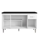 Ver imagem 4 de Balcão de Cozinha Gabriela Branco Flex com Tampo 150 Cm Preto Fosco - Ajl