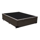 Ver imagem 2 de Base Cama Box Com Bau Casal Couro Sintético Marrom 43x138x188