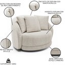 Ver imagem 3 de Poltrona Decorativa Giratória para Sala 122cm Kaly M22 Bouclê Branco - Mpozenato
