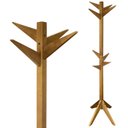 Ver imagem 2 de Mancebo Cabideiro Chão Reticulado em Madeira com Arara de Roupas e Bolsa - Imbuia