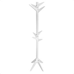 Cabideiro Mancebo de Madeira de Chão Cisne com Arara de Roupas para Bolsas - Branco - 2