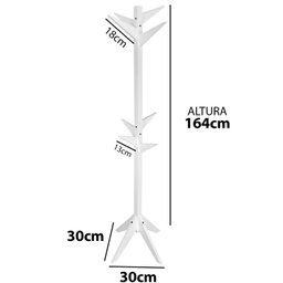 Cabideiro Mancebo de Madeira de Chão Cisne com Arara de Roupas para Bolsas - Branco - 4