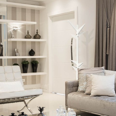 Cabideiro Chão Madeira Cisne Mancebo Branco para Bolsa - Branco