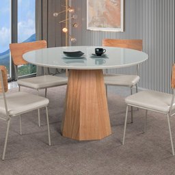 Mesa de Jantar Lisboa Tampo Redondo Off White 1 M - 2