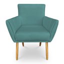 Ver imagem 3 de Kit 6 Poltronas Decorativa Leticia Suede Azul Turquesa Pés Palito Castanho - Pallazio