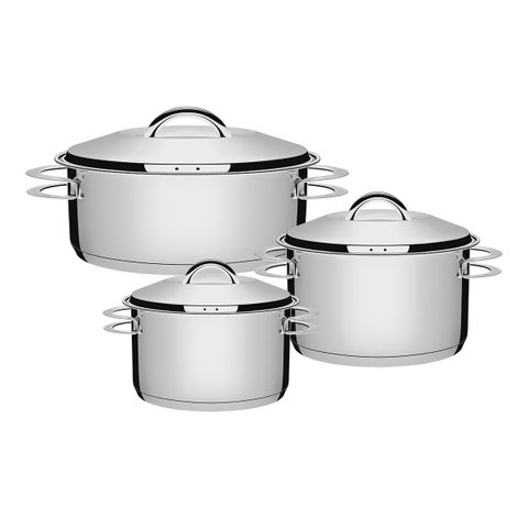 Jogo de Panelas 3 Peças Inox Fundo Triplo Solar Tramontina