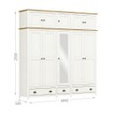Ver imagem 2 de Conjunto Quarto: Guarda-Roupa 10 Portas, Escrivaninha 3 Gavetas Branco/Freijó Topázio Madeira Pinus