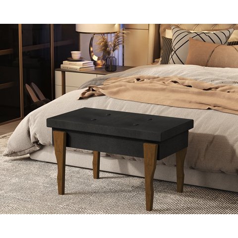 Puff, Banqueta, Recamier Captone Espanha Pés de Madeira 0,97 Cor Preto - Comprar Moveis em Casa