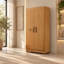 Ver imagem 3 de Armário Multiuso Itu 2 Portas Puxador MDF Pés em Madeira:Cinamomo