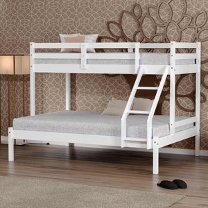 Beliche com Cama Casal Eco Madeira Maciça Branco Mobilistore