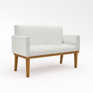 Sofá Namoradeira Com Base Reforçada Luxo em Tecido Linho Cor:Linho Bege