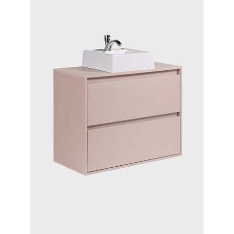 Gabinete para Banheiro com Cuba e Espelho 80cm MDF Rosa Dubai - On Móveis