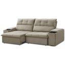 Ver imagem 5 de Sofá Retrátil Reclinável 3 Lugares Sala de Estar 225cm Merida F04 Veludo Marrom Claro - Lyam Decor