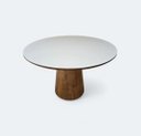 Ver imagem 1 de Mesa de Jantar Cone Tampo Amêndoa e Vidro Off 90 cm