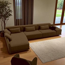 Sofá de Canto 336cm X 196cm com 5 Lugares e Revestimento em Sarja Nov006 - 1