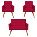 Ver imagem 1 de Kit 2 Poltronas e Namoradeira Nina Suede Vermelho